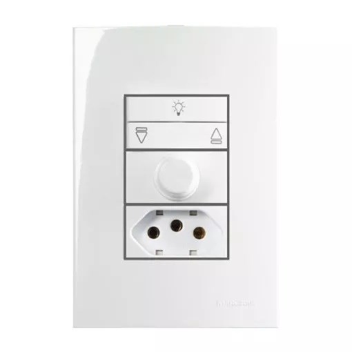 Conjunto Interruptor Ventilador 300W 127V com Tomada 2P+T Margirius Sleek 20A Branco - 19199