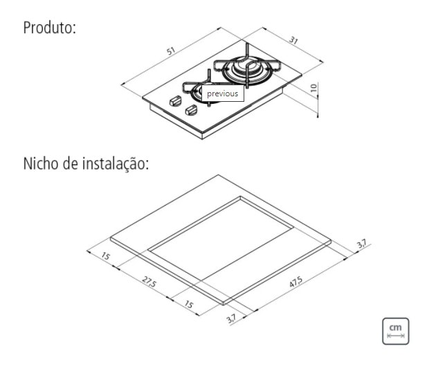 Cooktop a Gás 2 Bocas Tramontina Dominó Preto - 94702201
