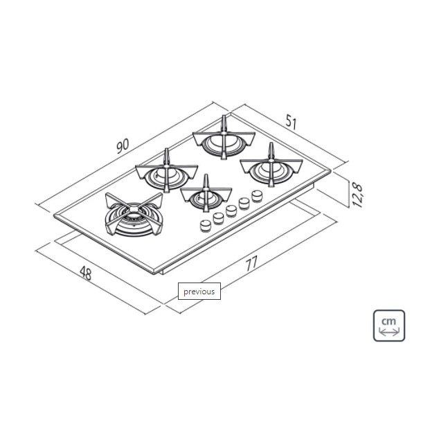 Cooktop a Gás 5 Bocas Tramontina Design Collection Penta Glass - 94731104