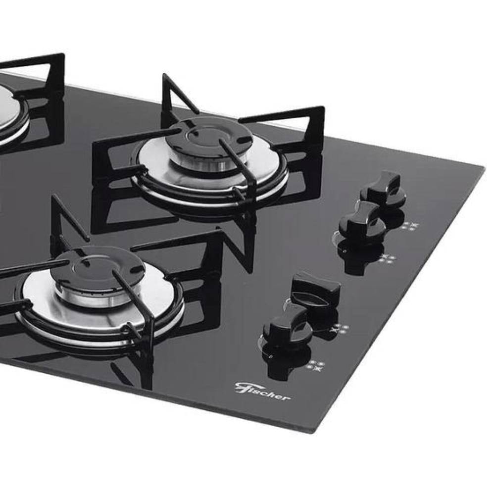 Cooktop a Gás Fischer 4 Boca Mesa Vidro Preto Bivolt - 1519