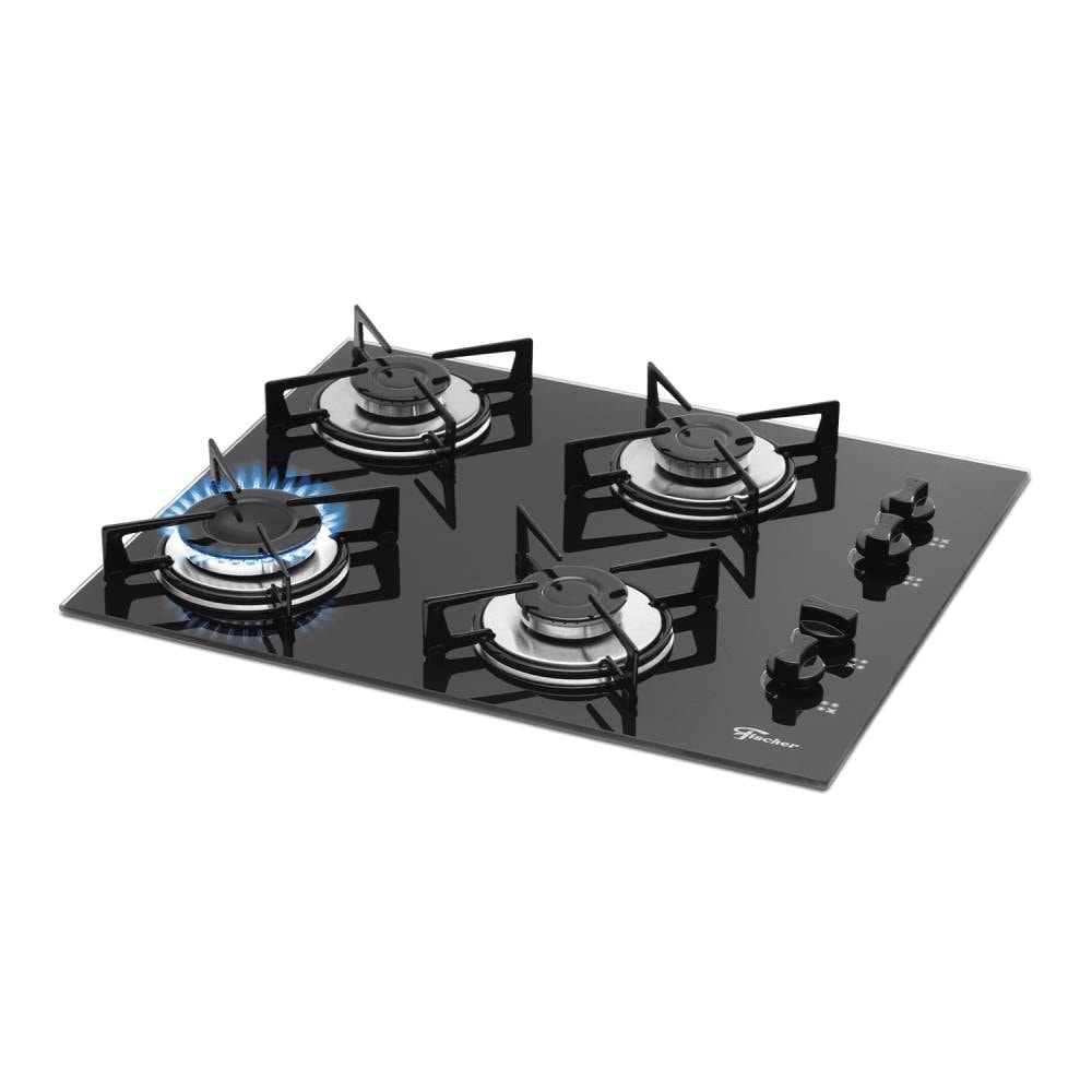 Cooktop a Gás Fischer 4 Boca Mesa Vidro Preto Bivolt - 1519