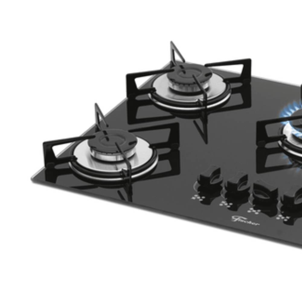 Cooktop a Gás Fischer 5 Boca Mesa Vidro Preto Bivolt - 1642