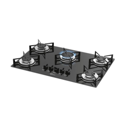 Cooktop a Gás Fischer 5 Boca Mesa Vidro Preto Bivolt - 1642