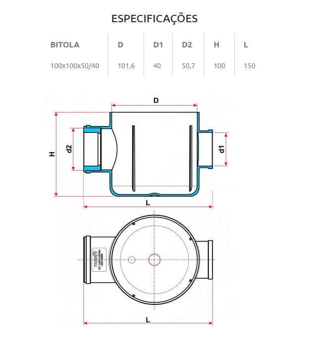 Corpo Caixa Seca Tigre 100x100x50/40 - 28001010