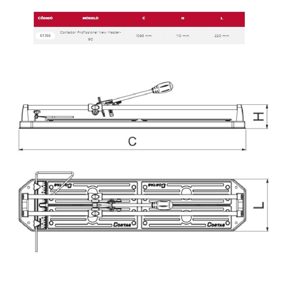 Cortador de Piso Manual Cortag New Master Corte 90cm - 61366