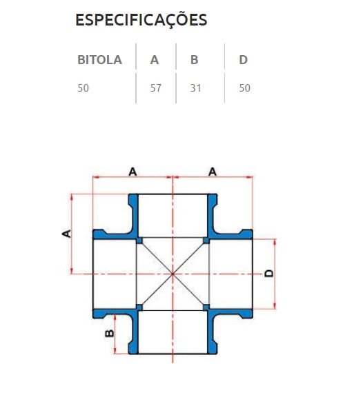 Cruzeta PVC Soldável Tigre 50mm 1.1/2