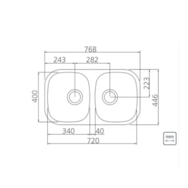 Cuba Dupla para Cozinha de Embutir Aço Inox Alto Brilho Tramontina Isis 72x40cm - 94030202