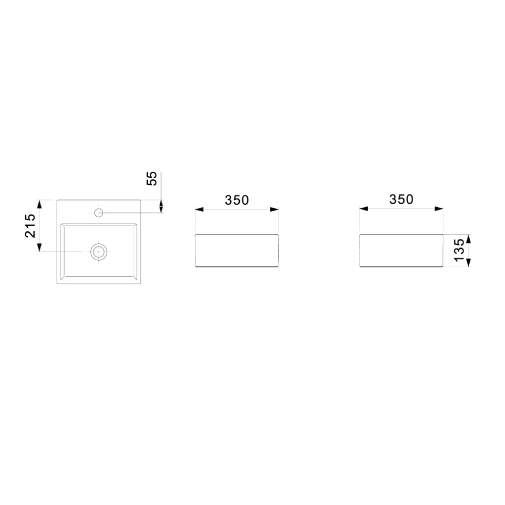 Cuba para Banheiro de Apoio com Mesa Incepa Loft Q6 Quadrada 35 x 35cm Branca - 1850680013100