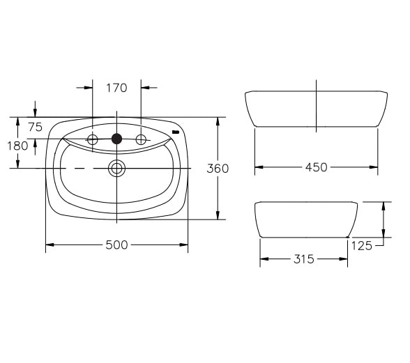 Cuba para Banheiro de Apoio com Mesa Incepa Thema Retangular 50 x 36 Branca - 1250770011100