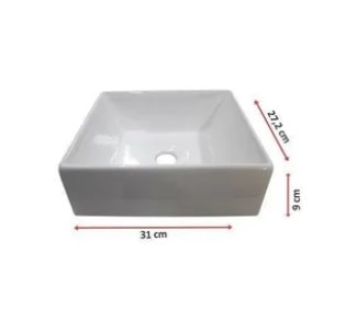 Cuba para Banheiro de Apoio Cozimax Quadrada 31 x 27,2cm Branca - 88834