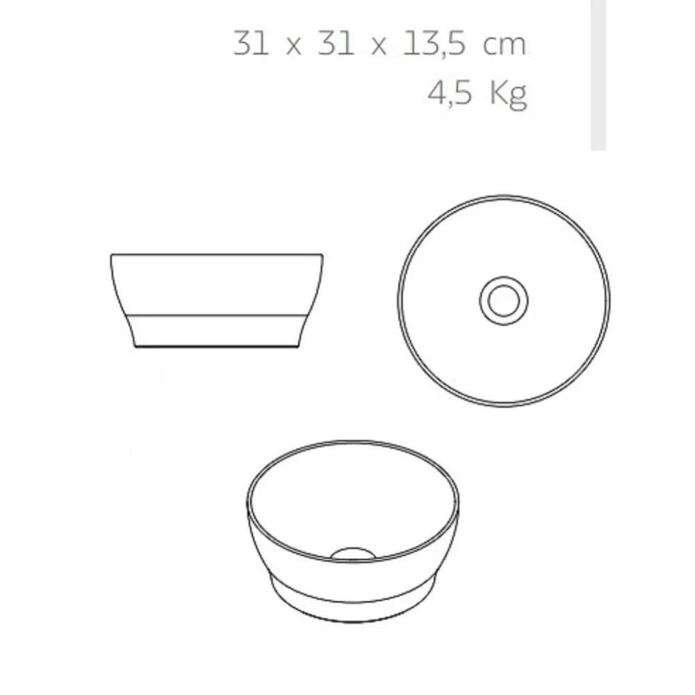 Cuba para Banheiro de Apoio DAX Tassa Redonda Preto Onix - TR002AC