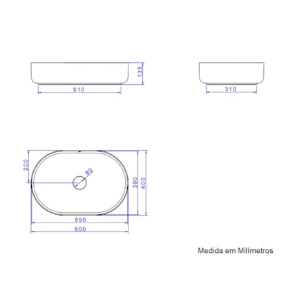 Cuba para Banheiro de Apoio Deca Oval 40 x 60cm Branca - L.14060.17