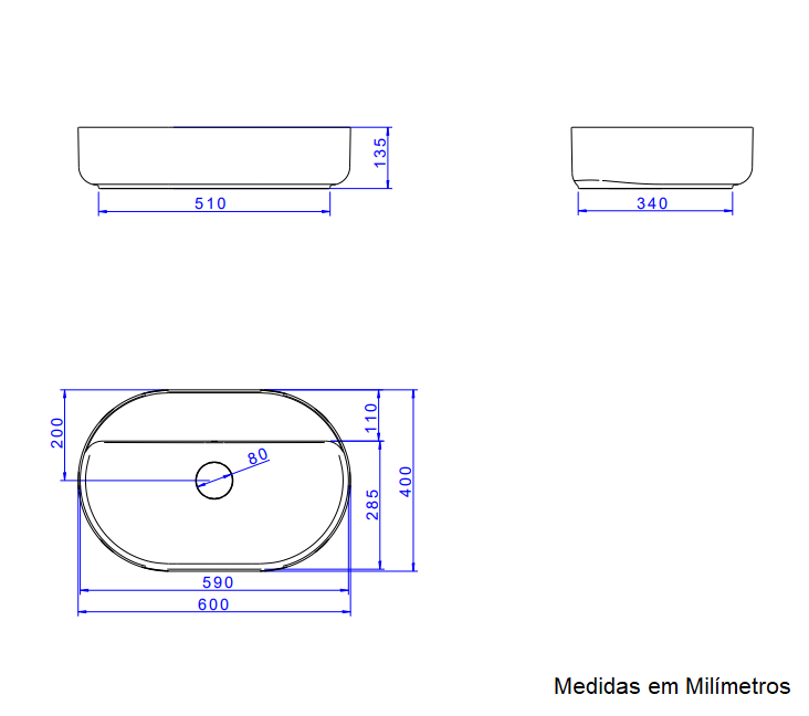 Cuba para Banheiro de Apoio Deca Oval 40x60cm Branca - L.14060.M.17