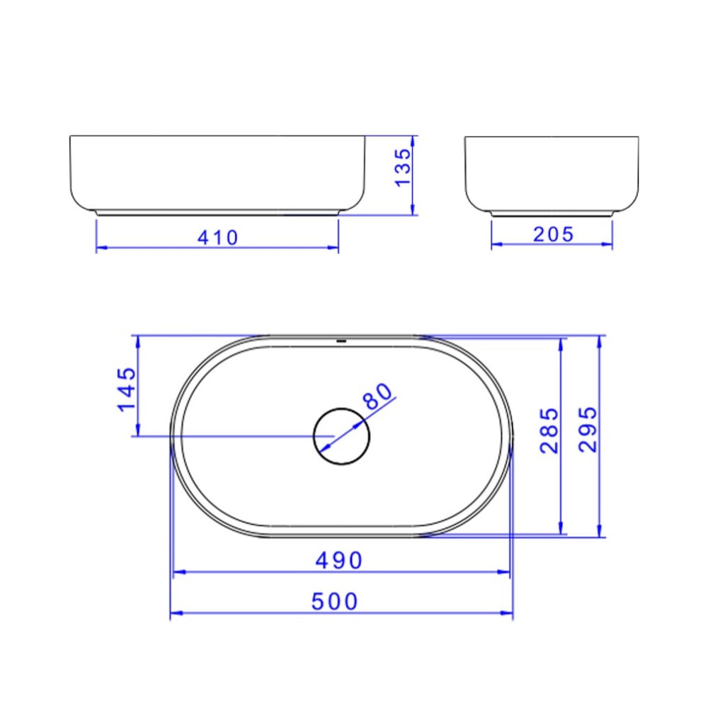 Cuba para Banheiro de Apoio Deca Oval 50x30cm Ébano Fosco - L.14050.94