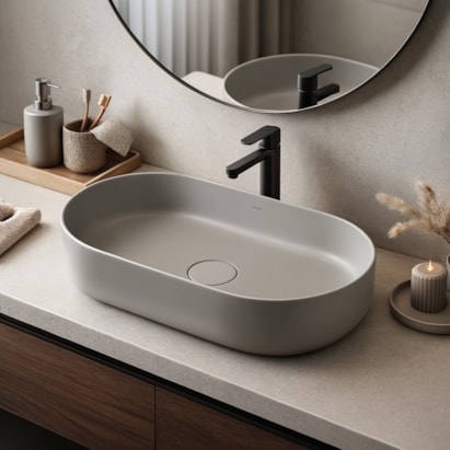 Cuba para Banheiro de Apoio Deca Oval 50x30cm Soft Antracite - L.14050.85