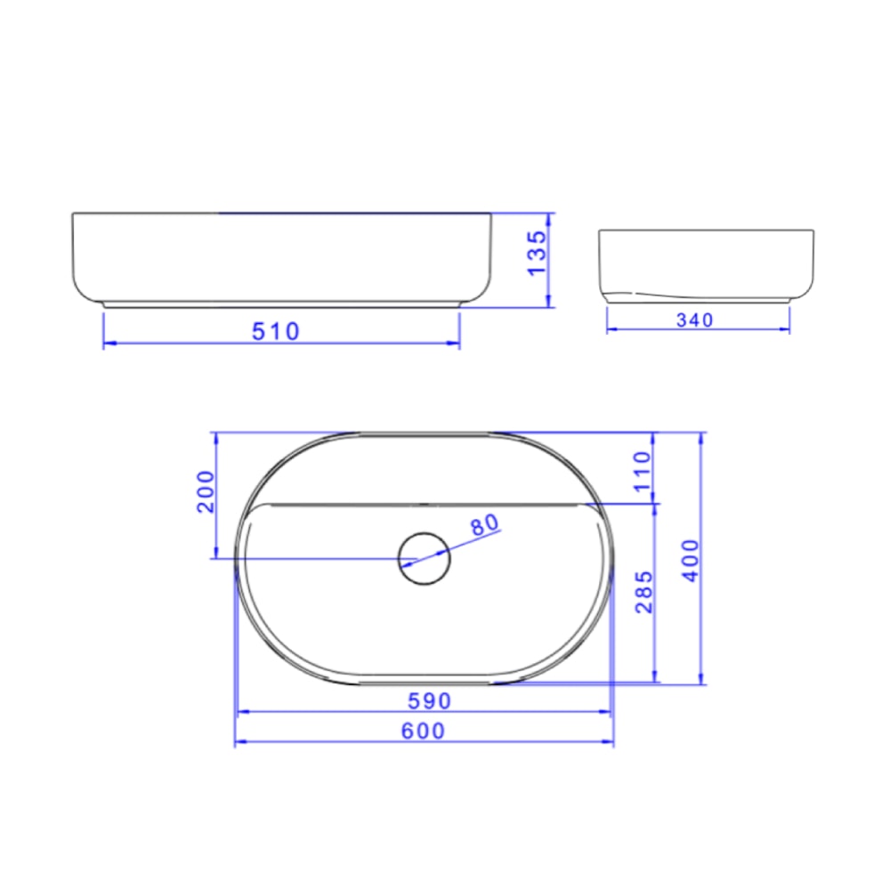 Cuba para Banheiro de Apoio Deca Oval 60x40cm Ébano Fosco - L.14060.M.94