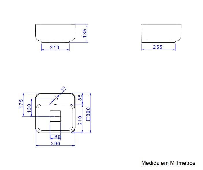 Cuba para Banheiro de Apoio Deca Quadrada 30 x 30cm Branca - L.11030.M.17