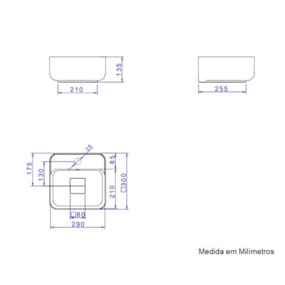 Cuba para Banheiro de Apoio Deca Quadrada 30 x 30cm Branca - L.11030.M.17