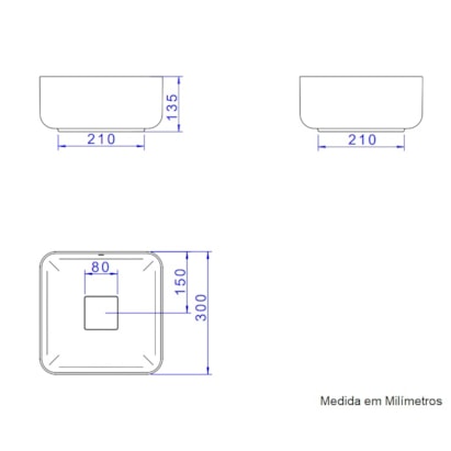 Cuba para Banheiro de Apoio Deca Quadrada 30 x 30cm Ébano Fosco - L.11030.94