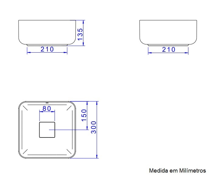 Cuba para Banheiro de Apoio Deca Quadrada 30x30cm Ébano Fosco - L.11030.94