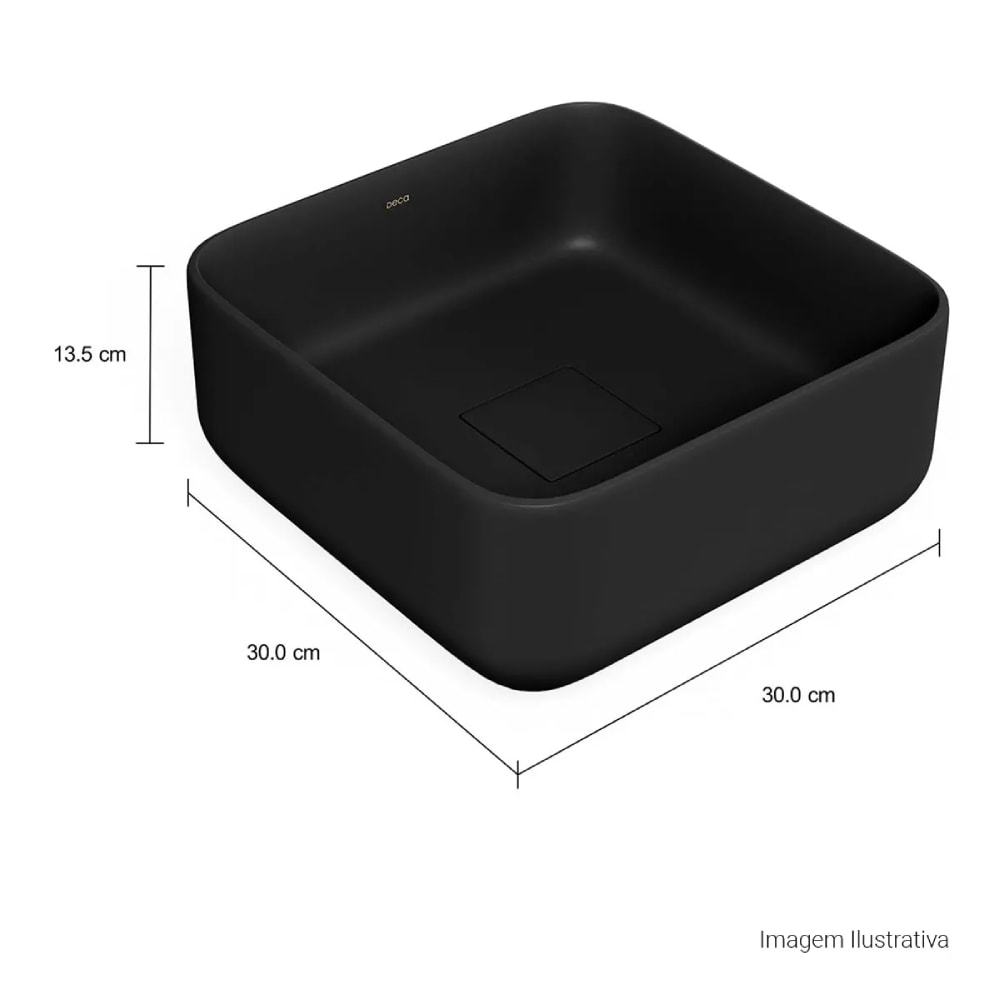 Cuba para Banheiro de Apoio Deca Quadrada 30x30cm Ébano Fosco - L.11030.94