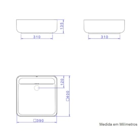 Cuba para Banheiro de Apoio Deca Quadrada 40 x 40cm Branca - L.11040.VO.17