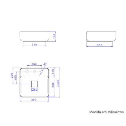 Cuba para Banheiro de Apoio Deca Quadrada 40 x 40cm Marrom Fosco - L.11040.M.22