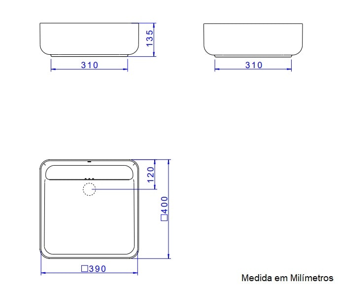 Cuba para Banheiro de Apoio Deca Quadrada 40x40cm Branca - L.11040.VO.17
