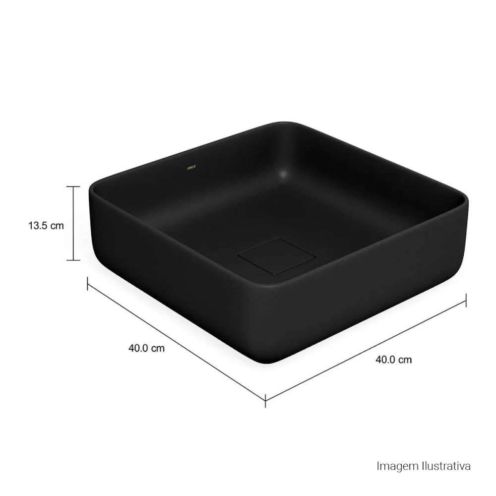 Cuba para Banheiro de Apoio Deca Quadrada 40x40cm Ébano Fosco - L.11040.94