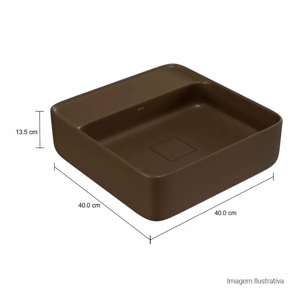 Cuba para Banheiro de Apoio Deca Quadrada 40x40cm Marrom Fosco - L.11040.M.22