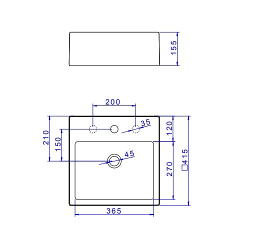 Cuba para Banheiro de Apoio Deca Quadrada 41,5x41,5cm Branca - L.73.17