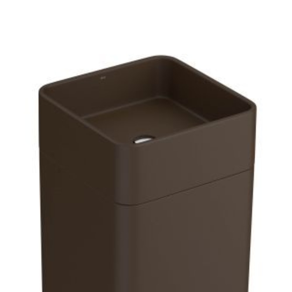 Cuba para Banheiro de Apoio Deca Quadrada 41x,5x41x,5cm Marrom Fosco com Coluna - LC.26.22