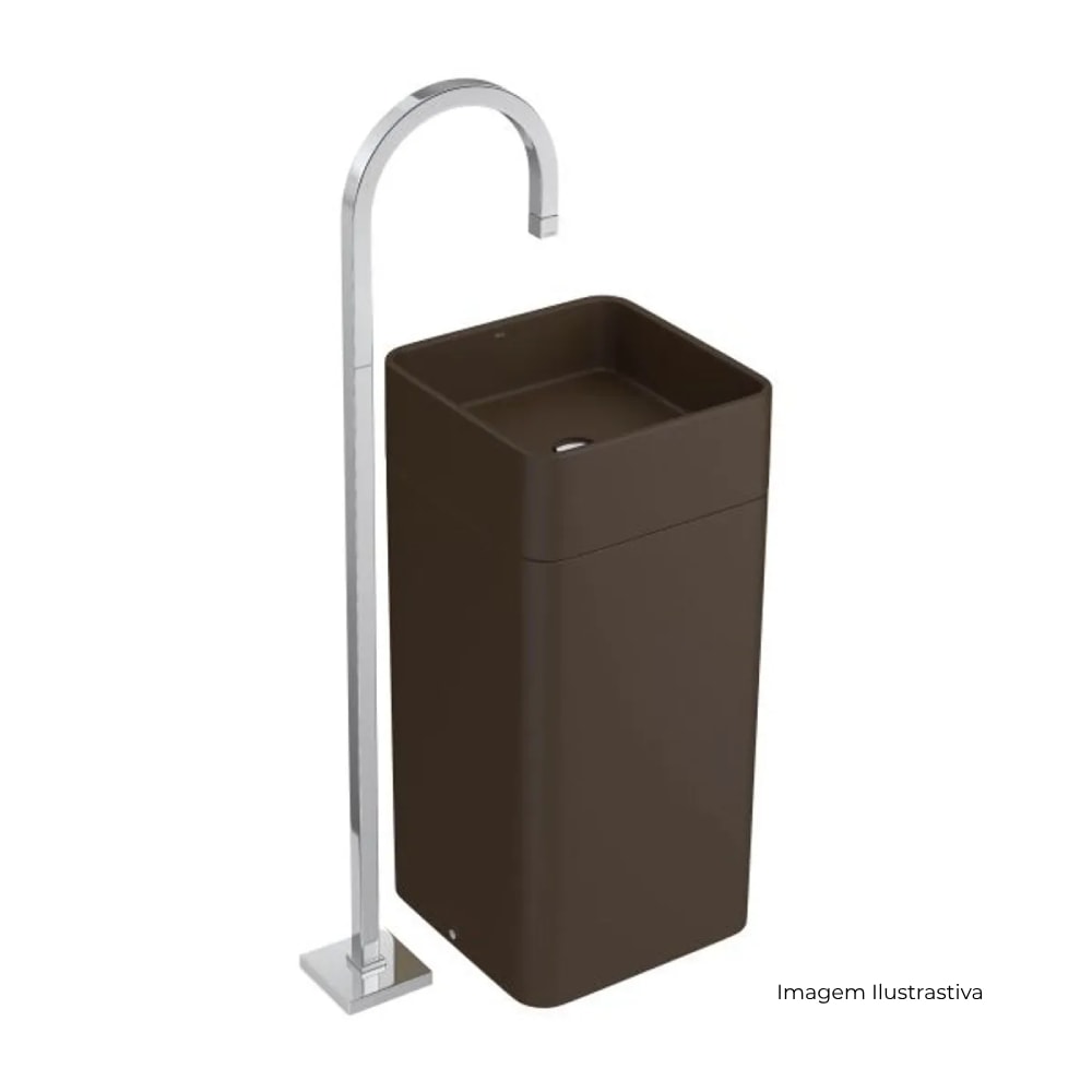 Cuba para Banheiro de Apoio Deca Quadrada 41x,5x41x,5cm Marrom Fosco com Coluna - LC.26.22