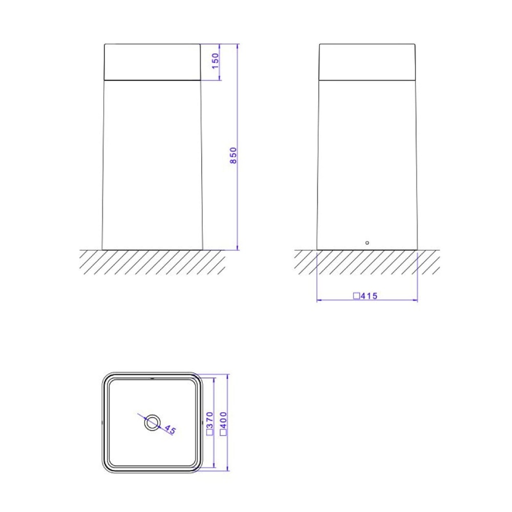 Cuba para Banheiro de Apoio Deca Quadrada 41x,5x41x,5cm Marrom Fosco com Coluna - LC.26.22