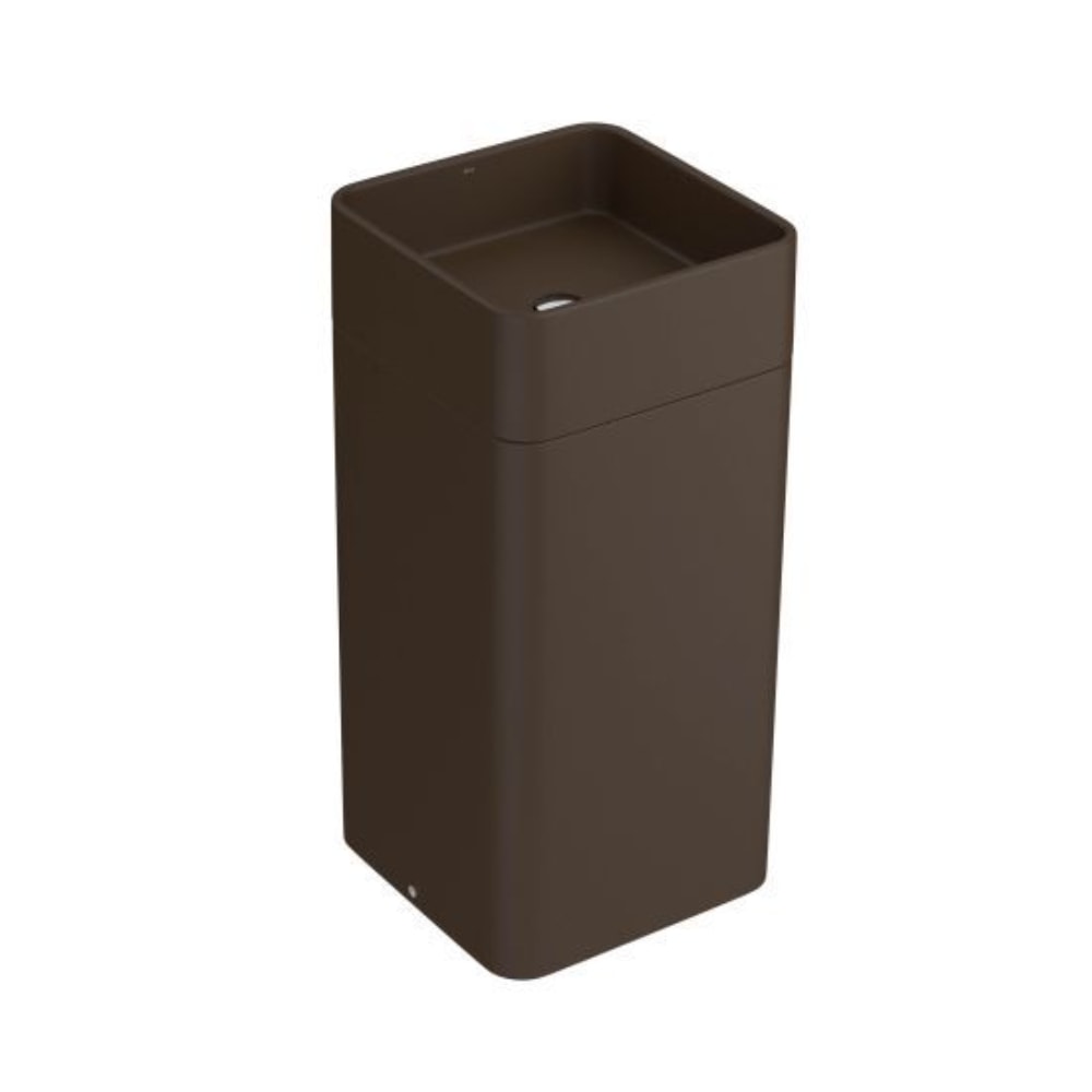 Cuba para Banheiro de Apoio Deca Quadrada 41x,5x41x,5cm Marrom Fosco com Coluna - LC.26.22