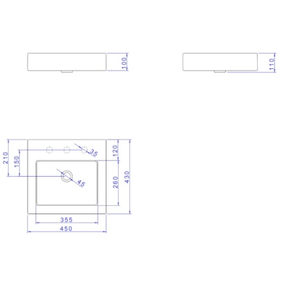 Cuba para Banheiro de Apoio Deca Quadrada 45x43cm Ébano Fosco - L.737.94