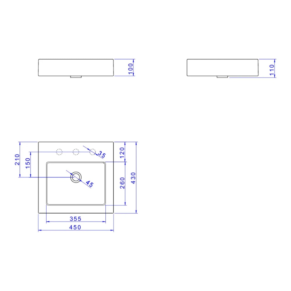 Cuba para Banheiro de Apoio Deca Quadrada 45x43cm Ébano Fosco - L.737.94