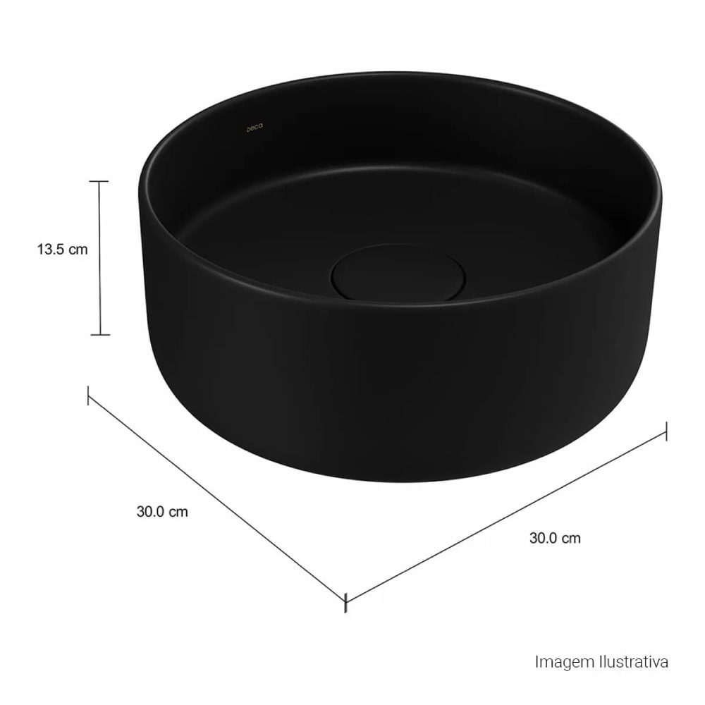 Cuba para Banheiro de Apoio Deca Redonda 30cm Ébano Fosco - L.12030.94