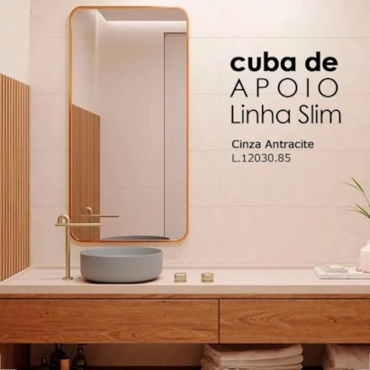 Cuba para Banheiro de Apoio Deca Redonda 30cm Soft Antracite - L.12030.85