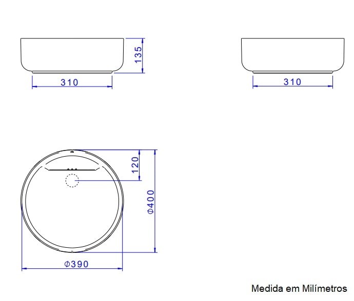 Cuba para Banheiro de Apoio Deca Redonda 40cm Branca - L.12040.VO.17