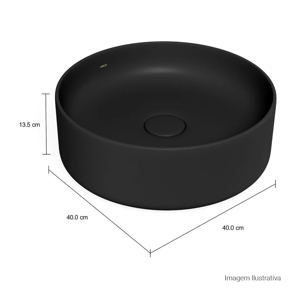 Cuba para Banheiro de Apoio Deca Redonda 40cm Ébano Fosco - L.12040.M.94