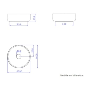 Cuba para Banheiro de Apoio Deca Redonda 40cm Ebano - L.12040.94