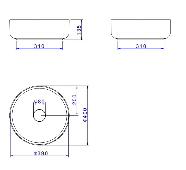 Cuba para Banheiro de Apoio Deca Redonda 40cm Sálvia - L.12040.49