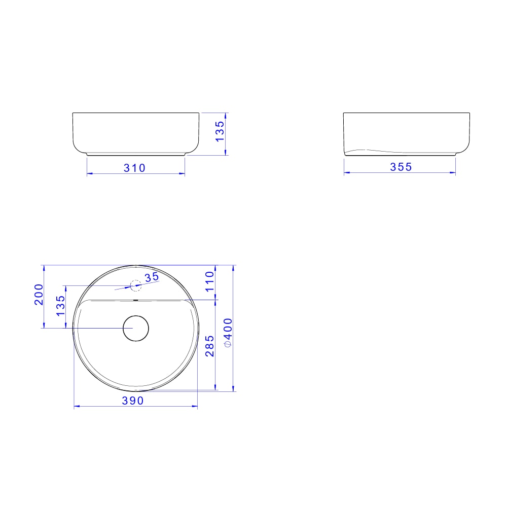 Cuba para Banheiro de Apoio Deca Redonda 40cm Sálvia - L.12040.M.49