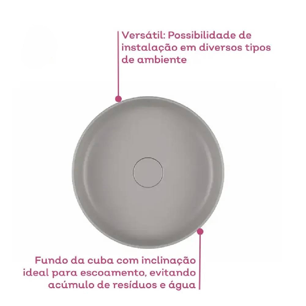 Cuba para Banheiro de Apoio Deca Redonda 40cm Soft Antracite - L.12040.85