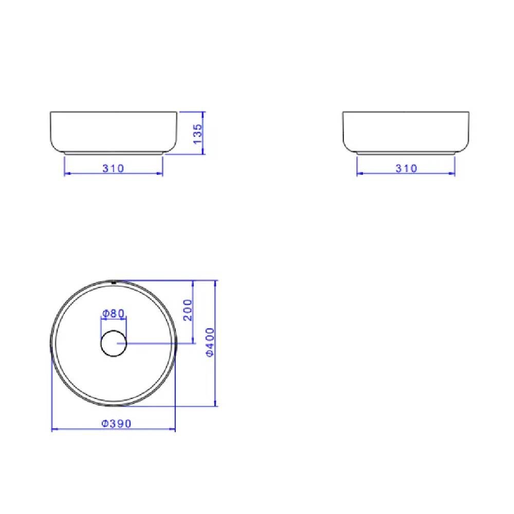 Cuba para Banheiro de Apoio Deca Redonda 40cm Soft Antracite - L.12040.85