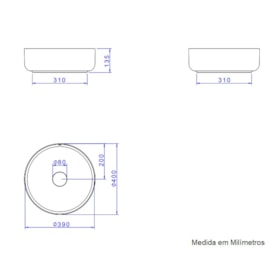 Cuba para Banheiro de Apoio Deca Redonda 40x40cm Branca - L.12040.17