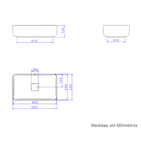 Cuba para Banheiro de Apoio Deca Retangular 29,5x50cm Branca - L.13050.17