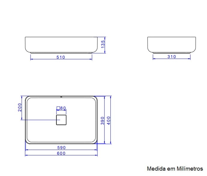 Cuba para Banheiro de Apoio Deca Retangular 40 x 60cm Branca - L.13060.17