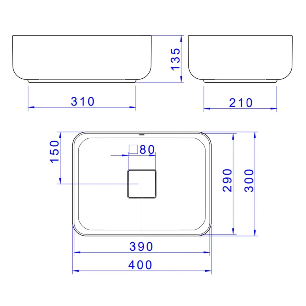 Cuba para Banheiro de Apoio Deca Retangular 40x30cm Soft Antracite - L.13040.85